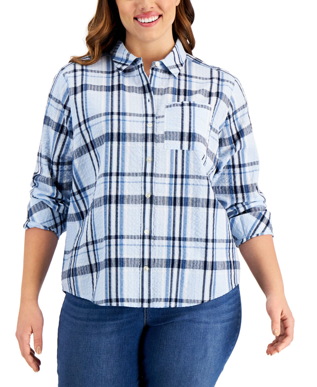 Style & Co Plus Size Plaid Boyfriend Shirt