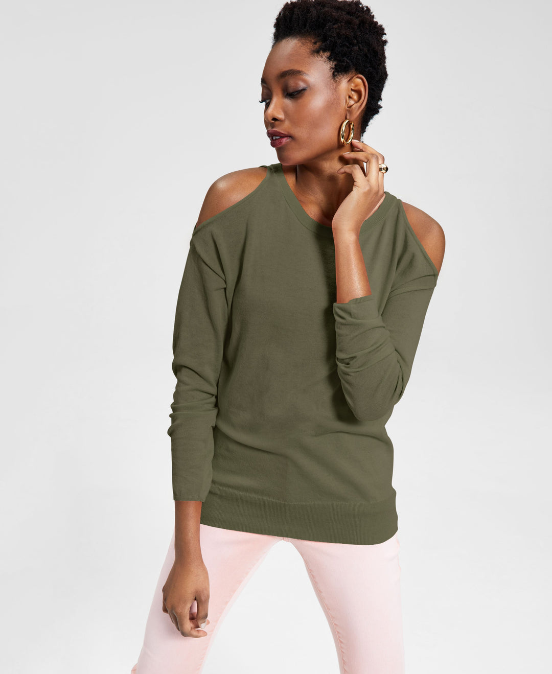 INC International Concepts Cold Shoulder Sweater