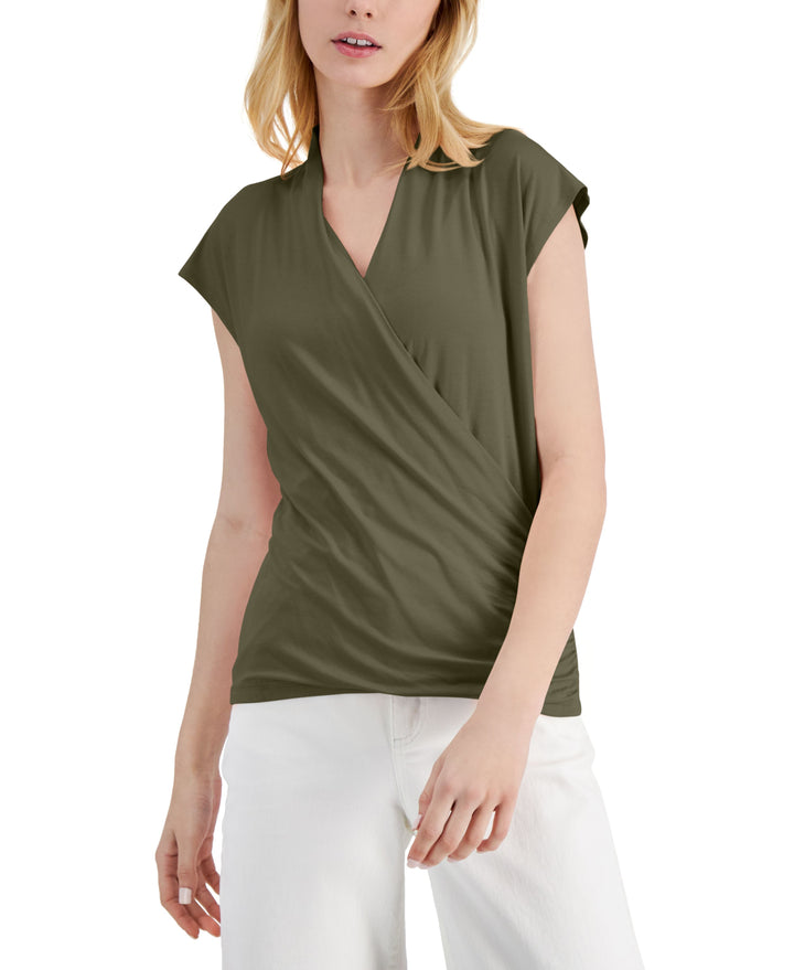 INC International Concepts Surplice V Neck Top