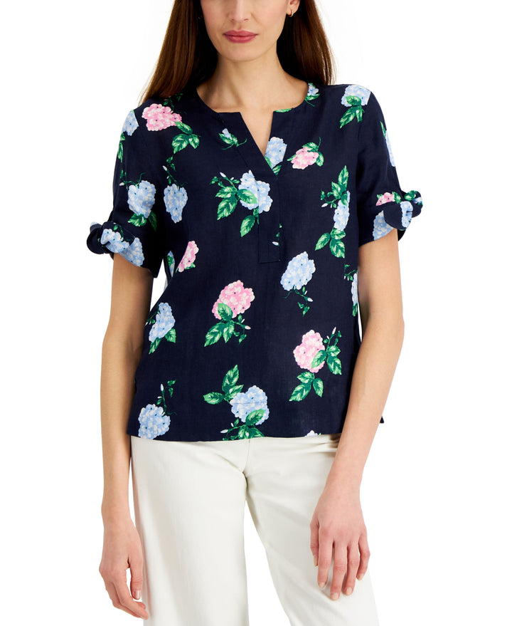 Charter Club Linen Tie Sleeve Top