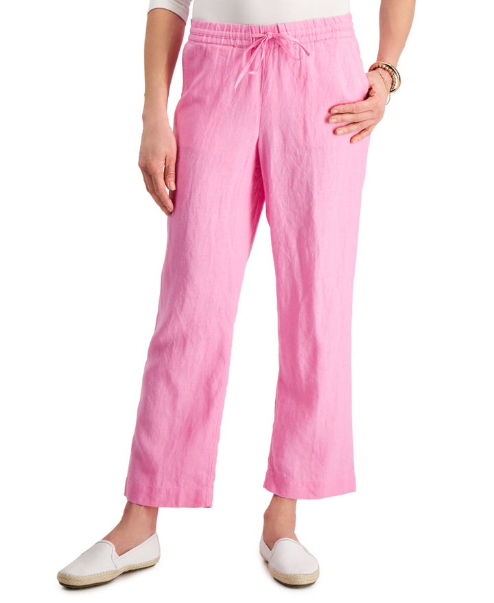Petite 100% Linen Drawstring Pants