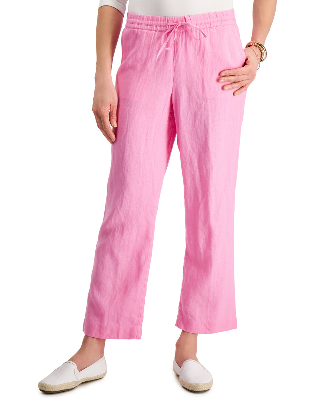 Charter Club Linen Drawstring Waist Pants