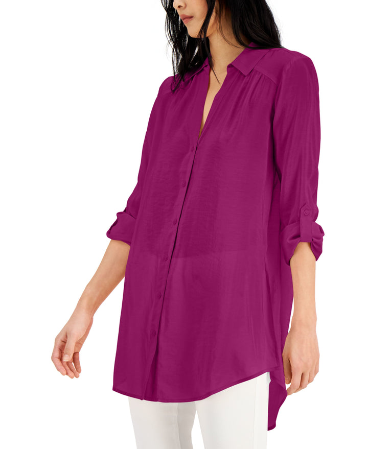 INC International Concepts Solid Button Up Tunic