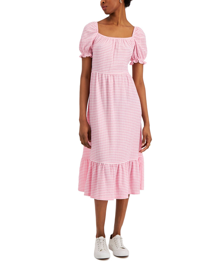 Charter Club Petite Striped Seersucker Midi Dress Bubble Bath Combo PL Charter Club Petite Striped Seersucker Midi Dress Bubble Bath Combo PL