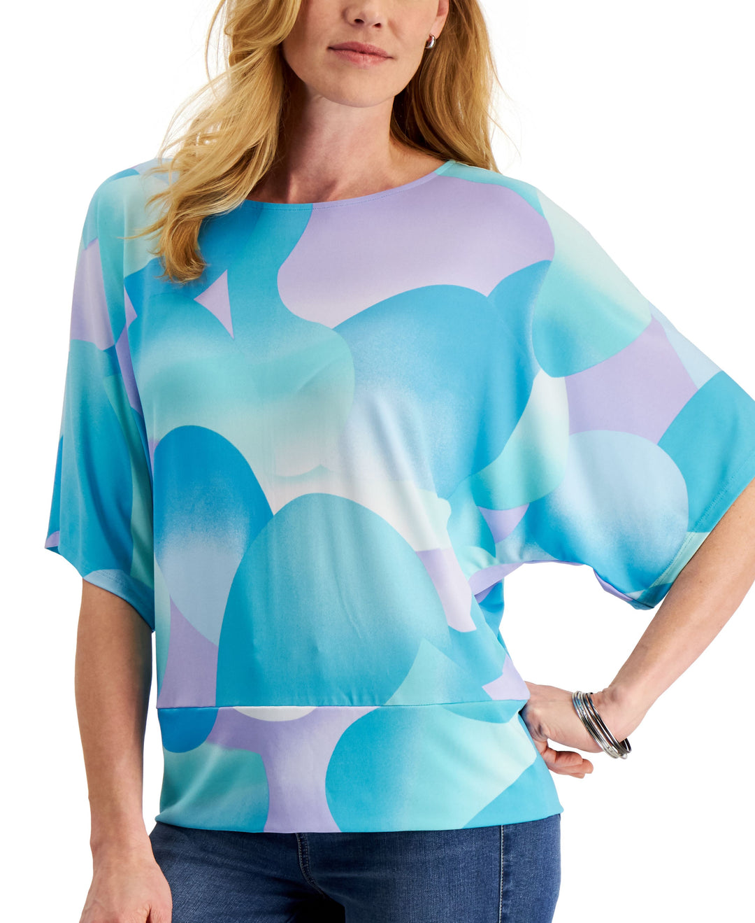 JM Collection Printed Short Sleeve Top
