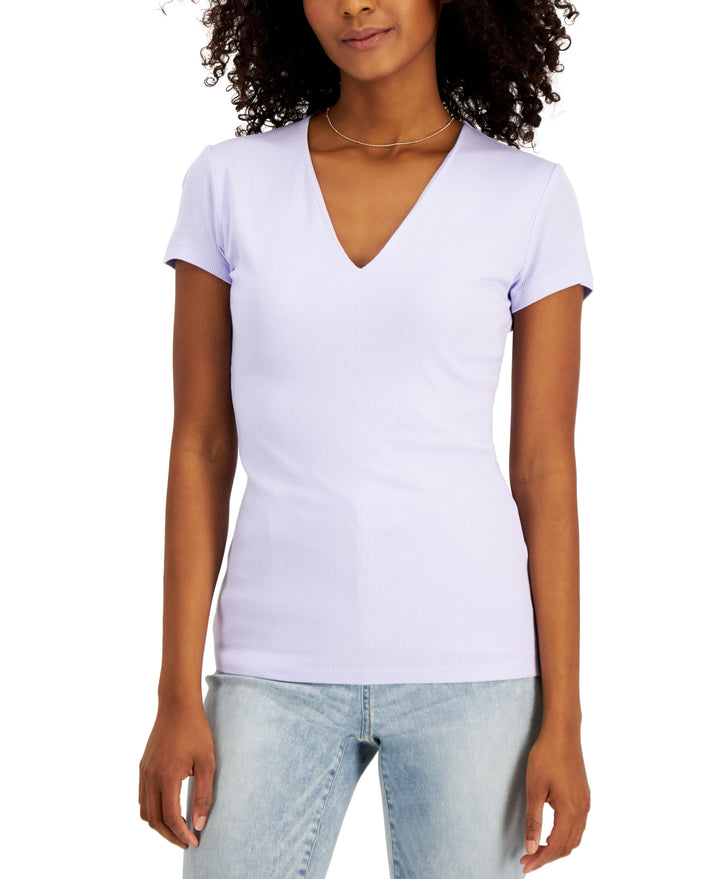 International Concepts Womens Ribbed V Neck Top