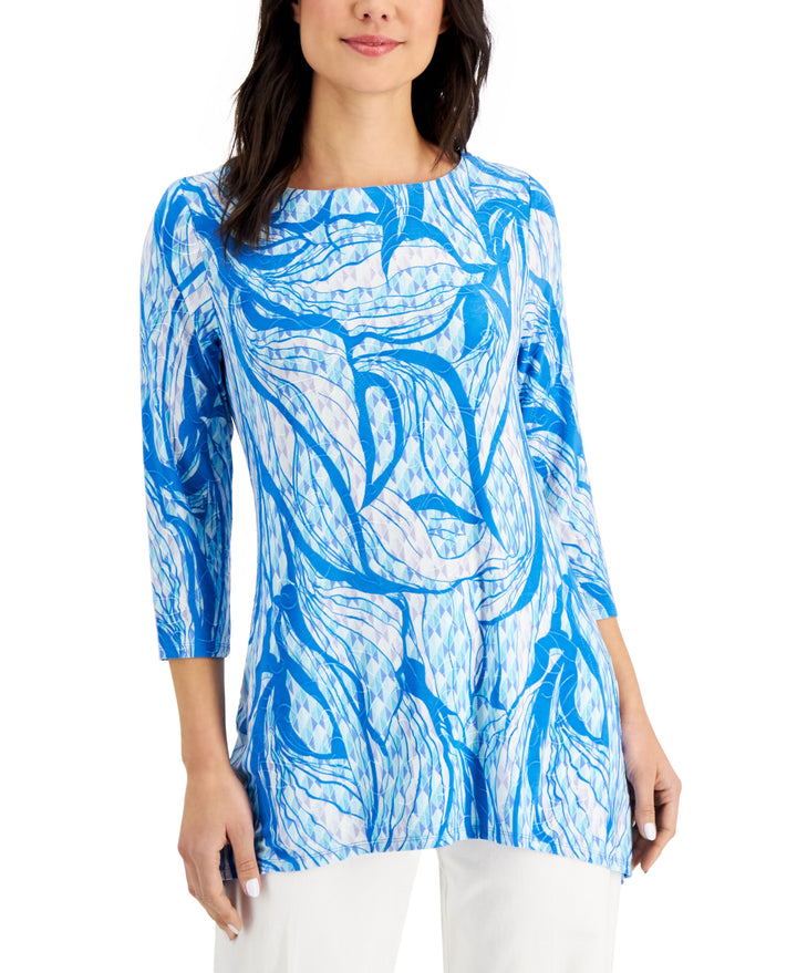 JM Collection Printed Jacquard Top