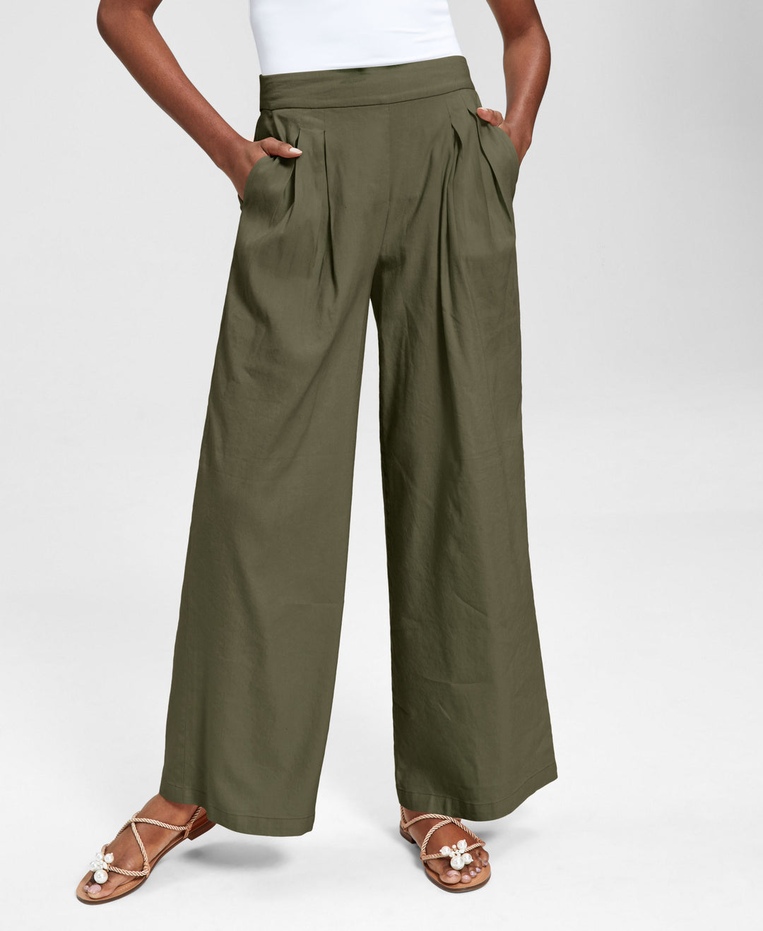 INC International Concepts High Rise Pull On Wide Leg Pants