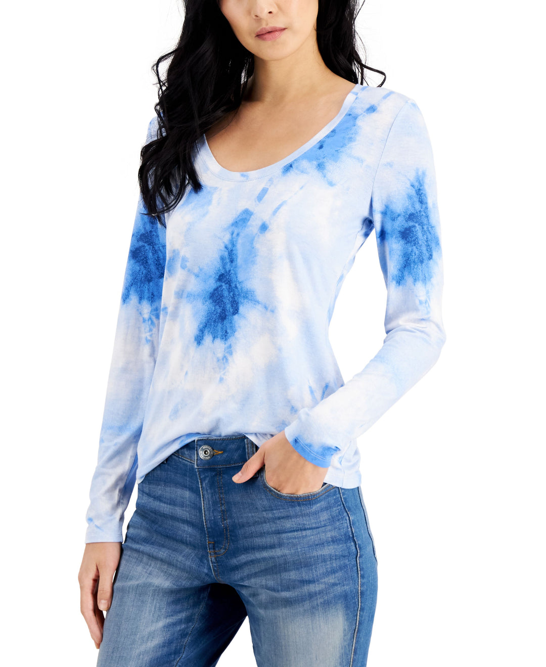INC International Concepts Womens Tie Dye Print Top