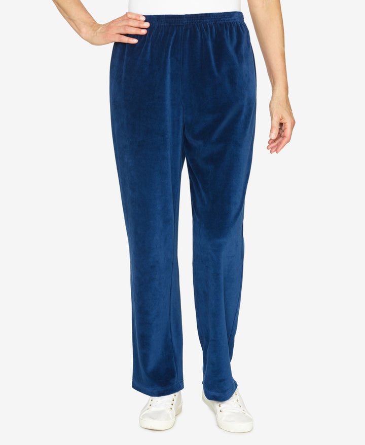 Womens Missy Precious Jewels Velour Straight Leg Short Length Pants
