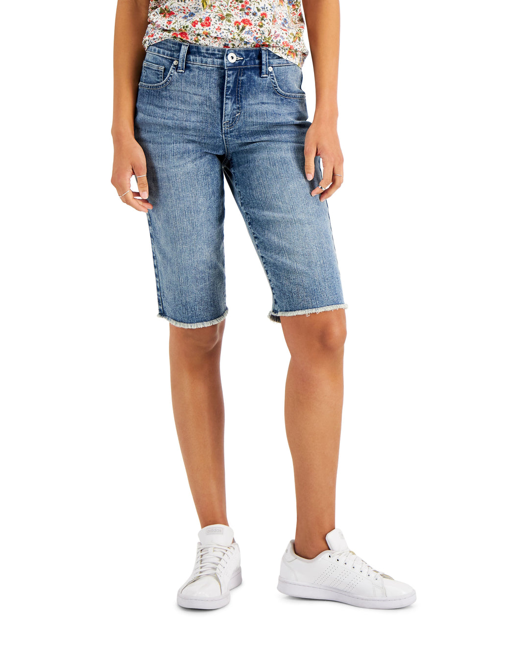 Style & Co Mid Rise Raw Edge Bermuda Shorts