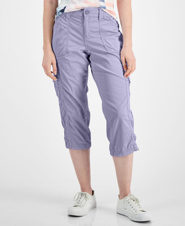 Petite Mid Rise Bungee-Hem Capri Pants