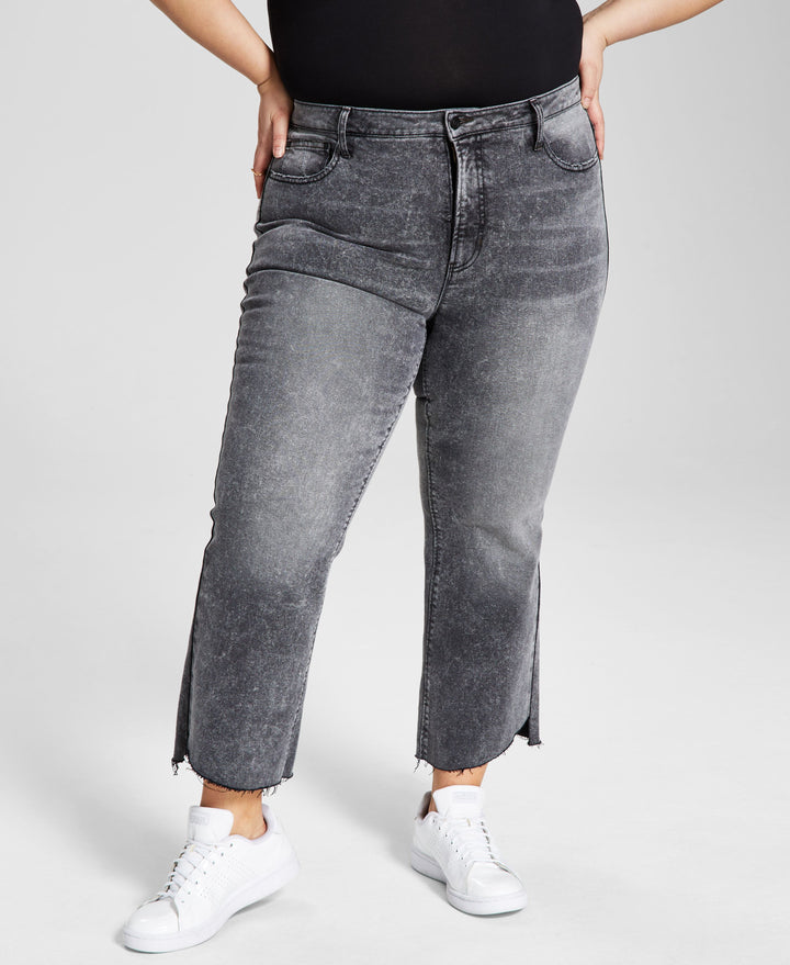 Now This Trendy Plus Size High Rise Step Hem Jeans