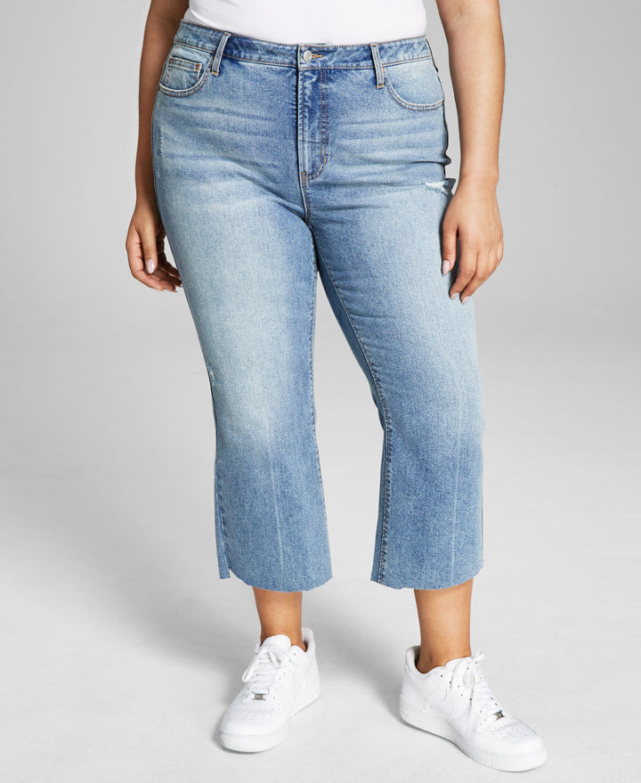 Now This Trendy Plus Size High Rise Step Hem Jeans