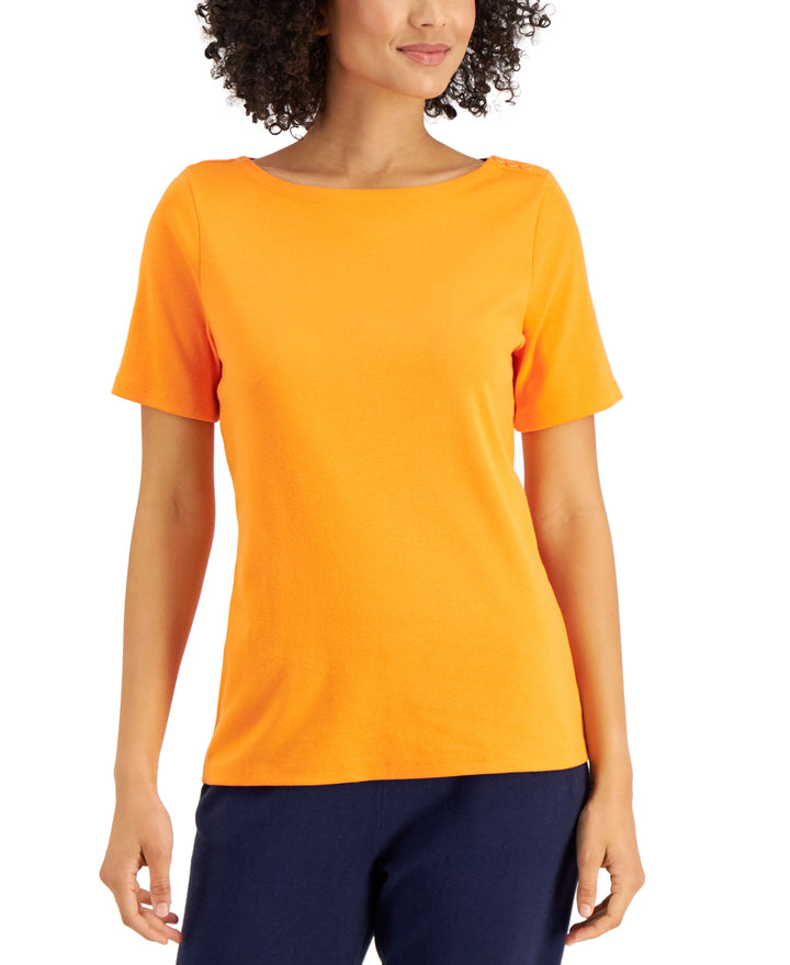 Charter Club Cotton Boat-Neck Top