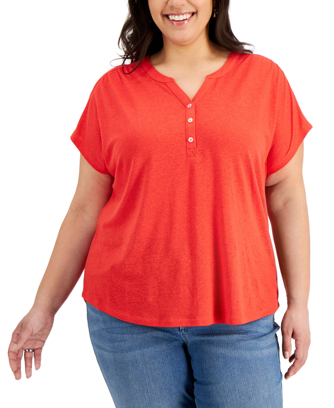 Style & Co Plus Size Split Neck Top