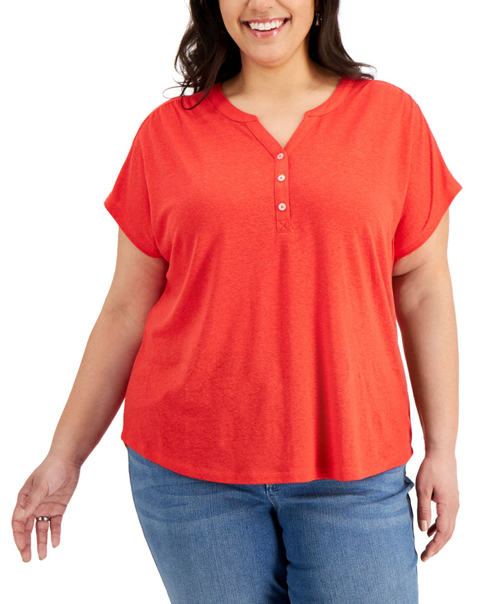 Style & Co Plus Size Split Neck Top