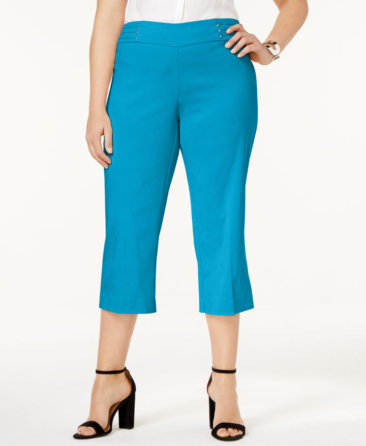 Plus Size Tummy Control Pull-On Capri Pants