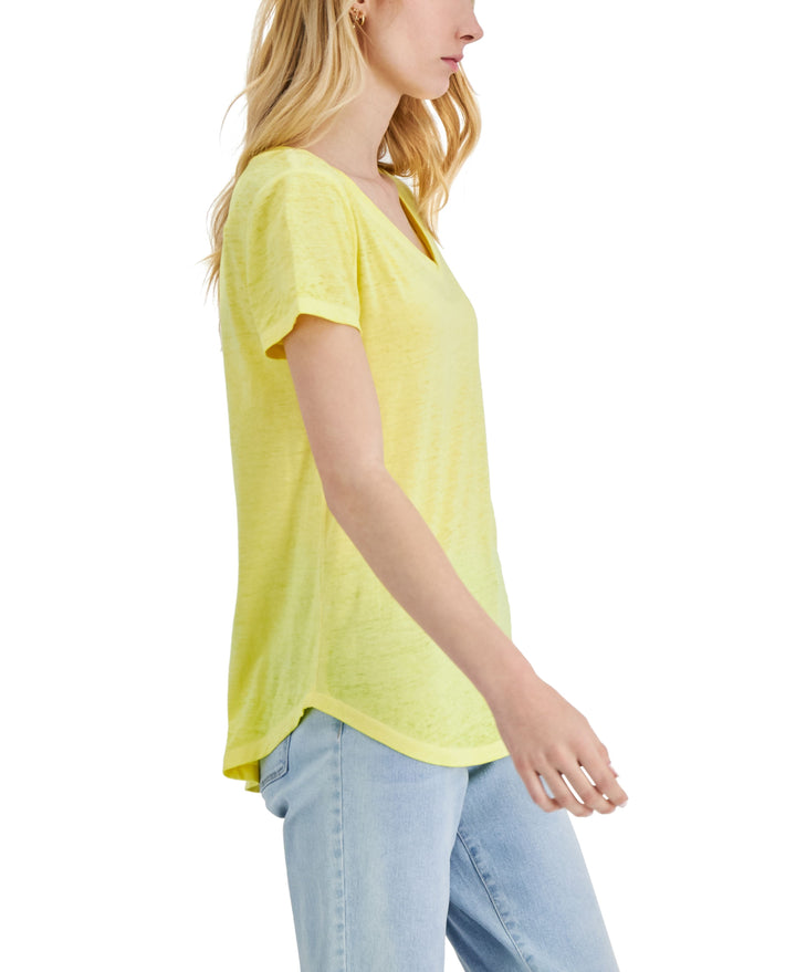 Style & Co Petite Burnout V Neck T-Shirt
