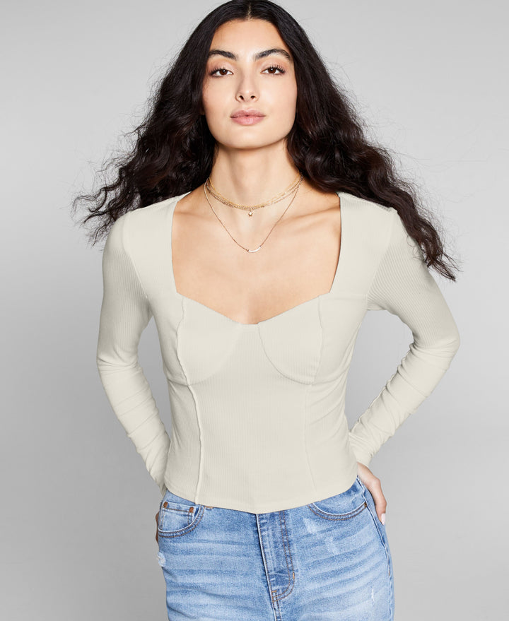 And NowThis Womens Seam-Detail Corset Top