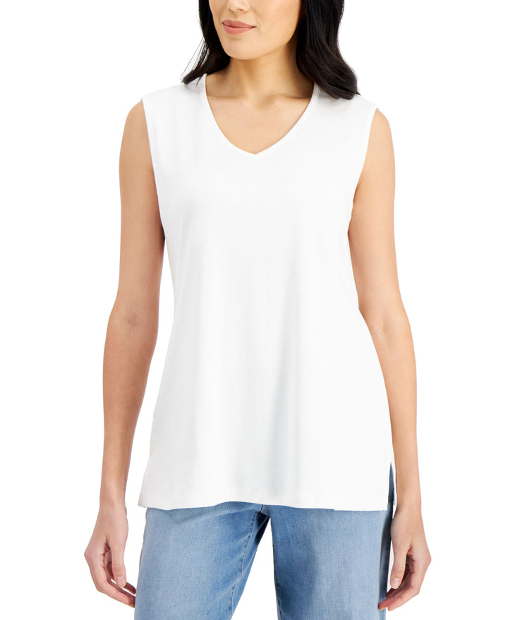 Karen Scott V Neck Cotton Tunic Tank Top