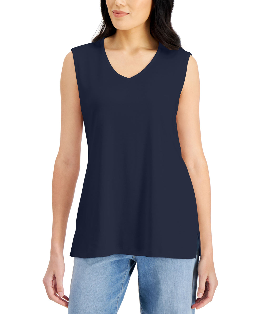 Karen Scott V Neck Cotton Tunic Tank Top