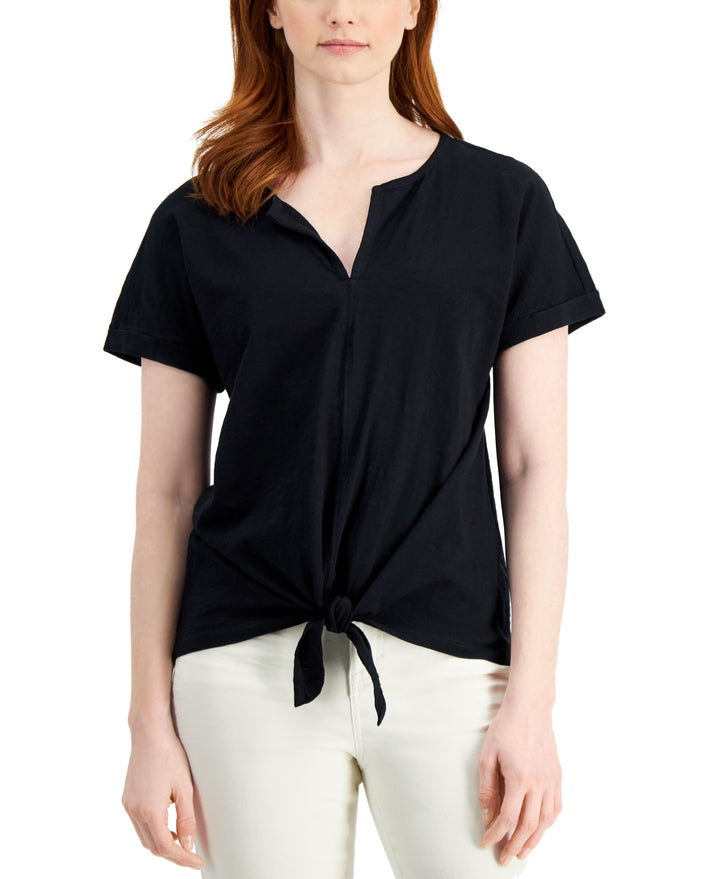 Style & Co Cotton Split Neck Dolman Top