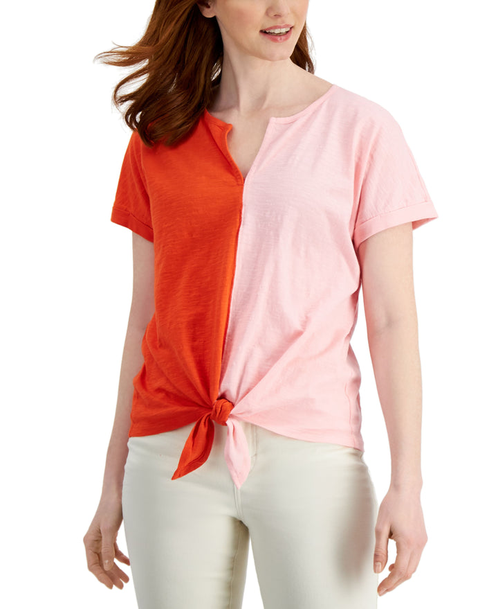 Style & Co Cotton Split Neck Dolman Top