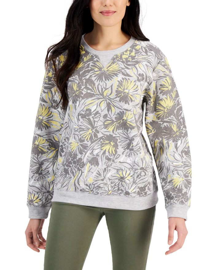 Karen Scott Petite Floral Printed Fleece Top
