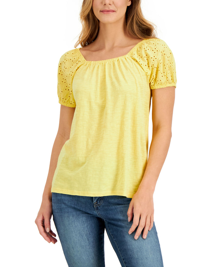 Style & Co Petite Cotton Off The Shoulder Top