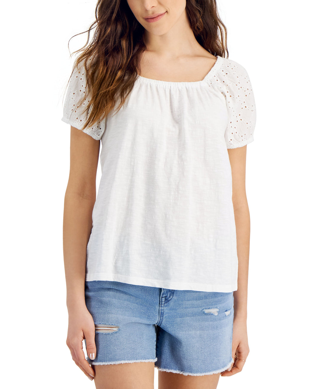 Style & Co Petite Cotton Off The Shoulder Top