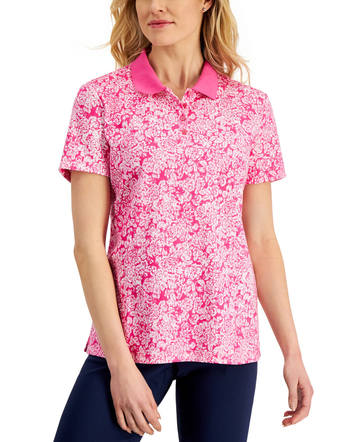 Karen Scott Womens Floral Polo Shirt