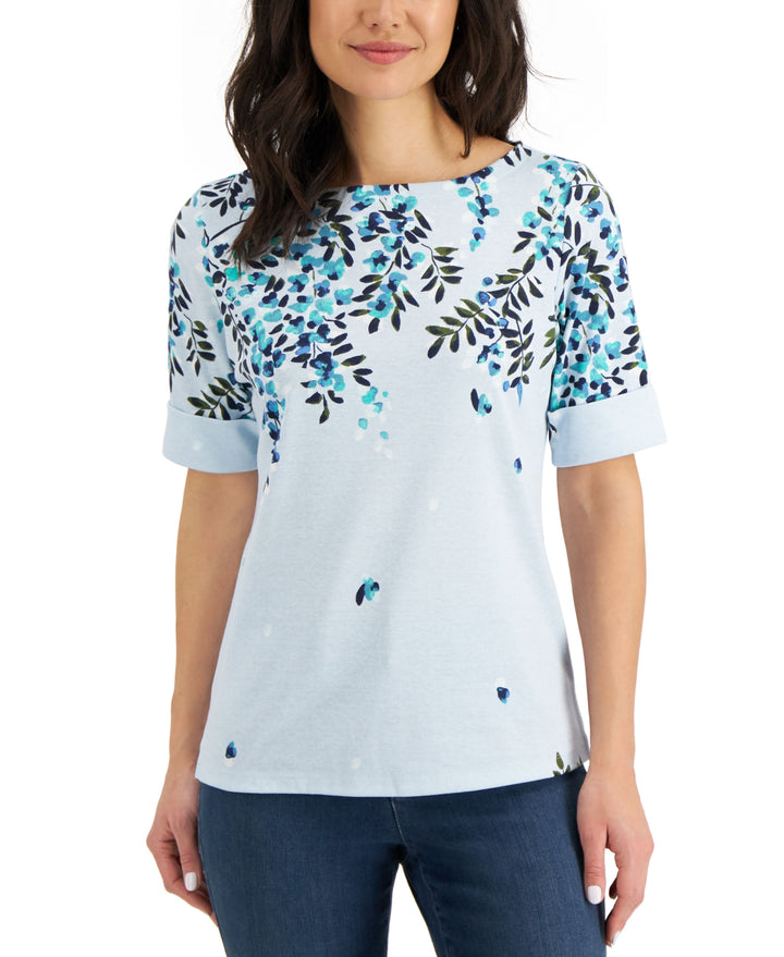 Karen Scott Petite Lilac Dream Boatneck Top