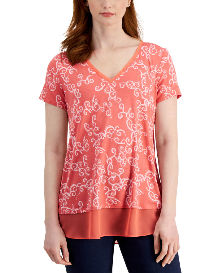 JM Collection Womens Layered Look Top