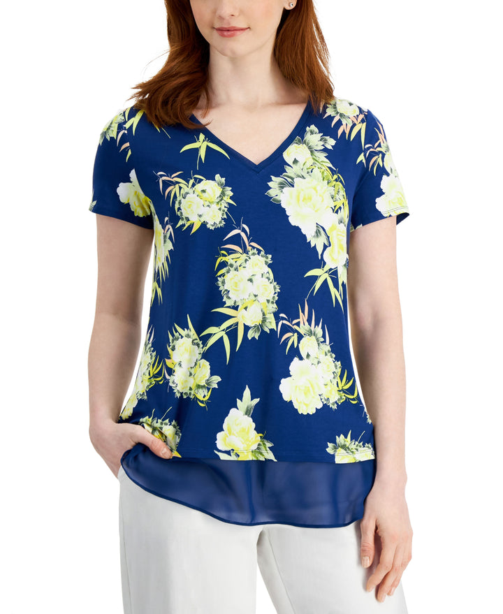 JM Collection Petite Floral Print Top