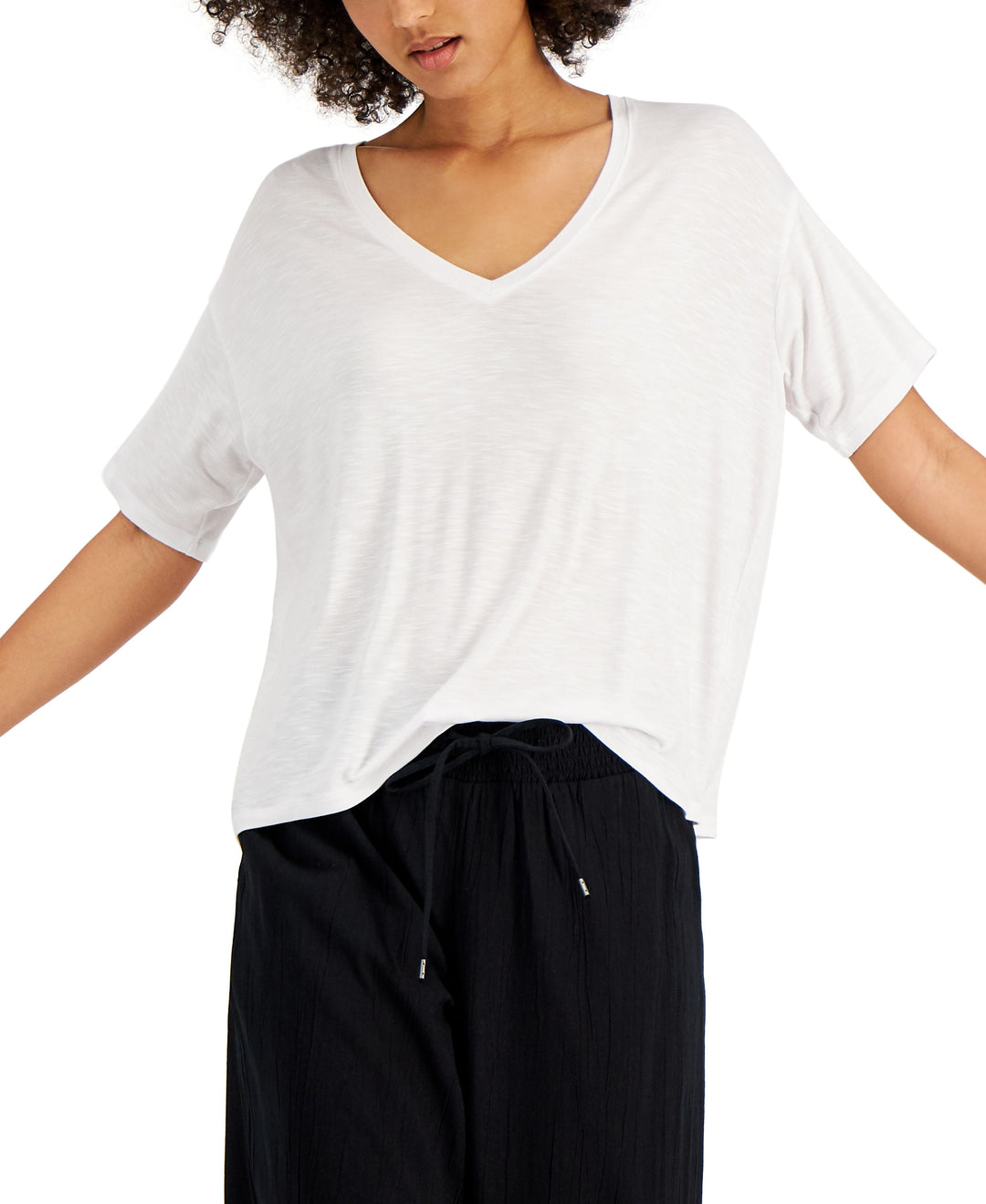 Style & Co Petite Drapey High Rise T-Shirt