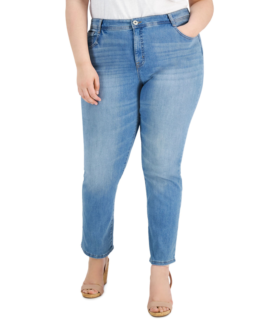 Plus Size Mid-Rise Slim-Leg Jeans
