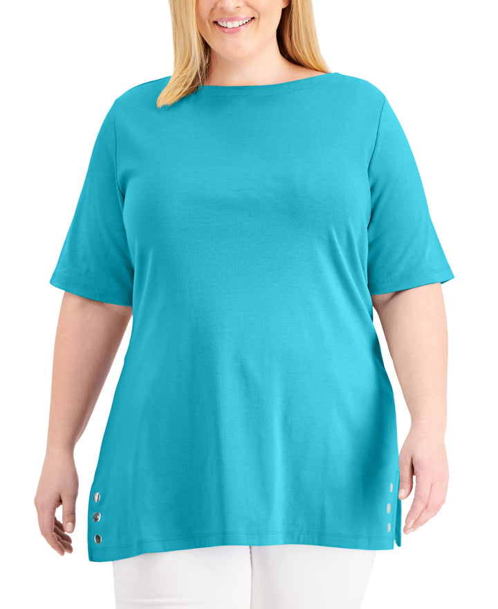 Karen Scott Plus Size Embellished Hem Top