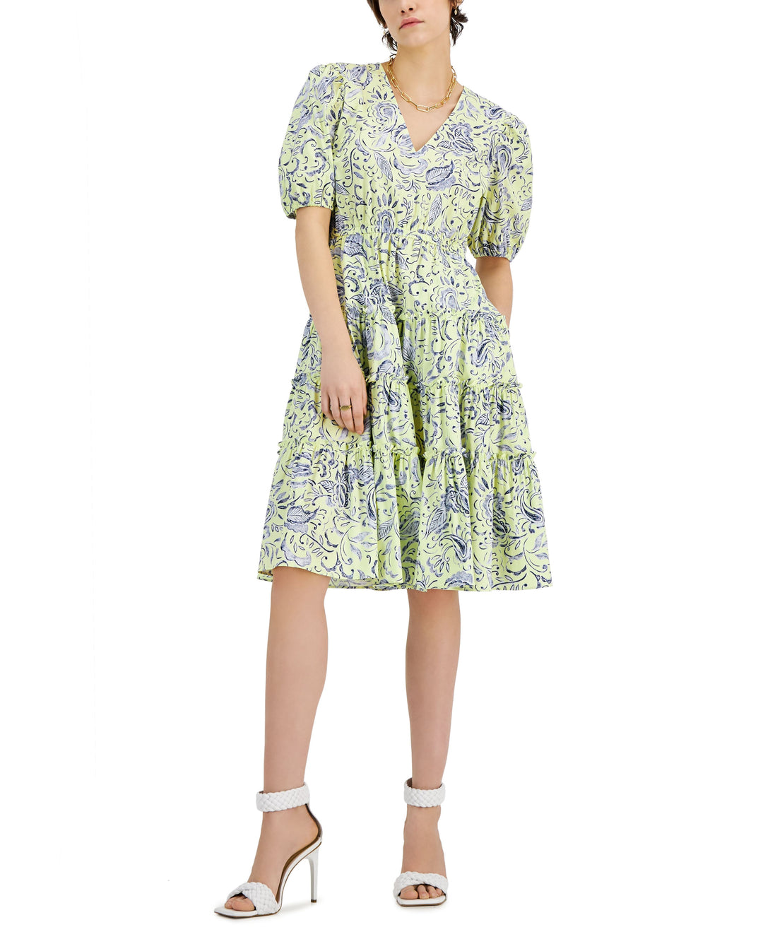 INC International Concepts Tiered Ruffle Trim Midi Dress