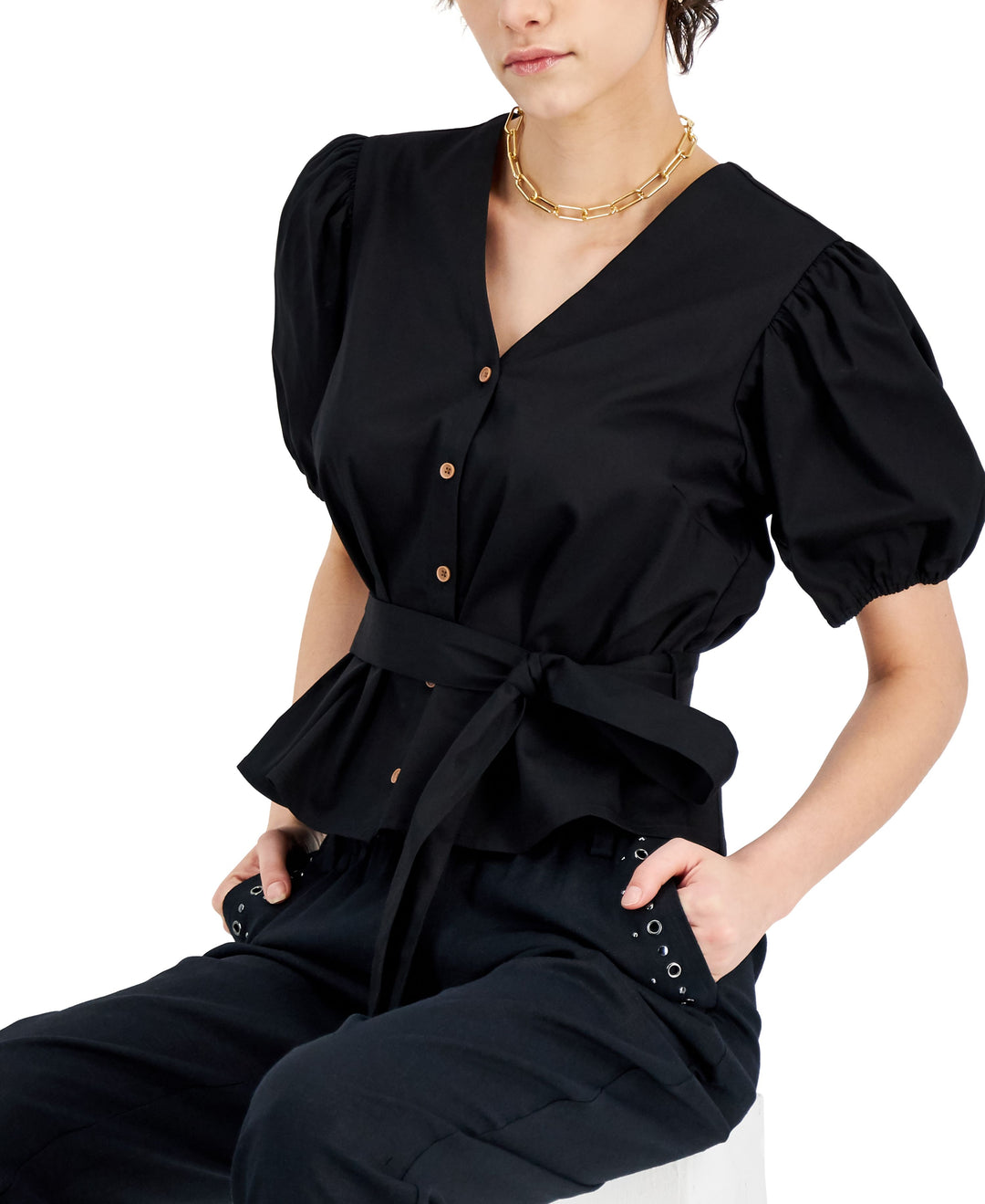 INC International Concepts Puff Sleeve Top