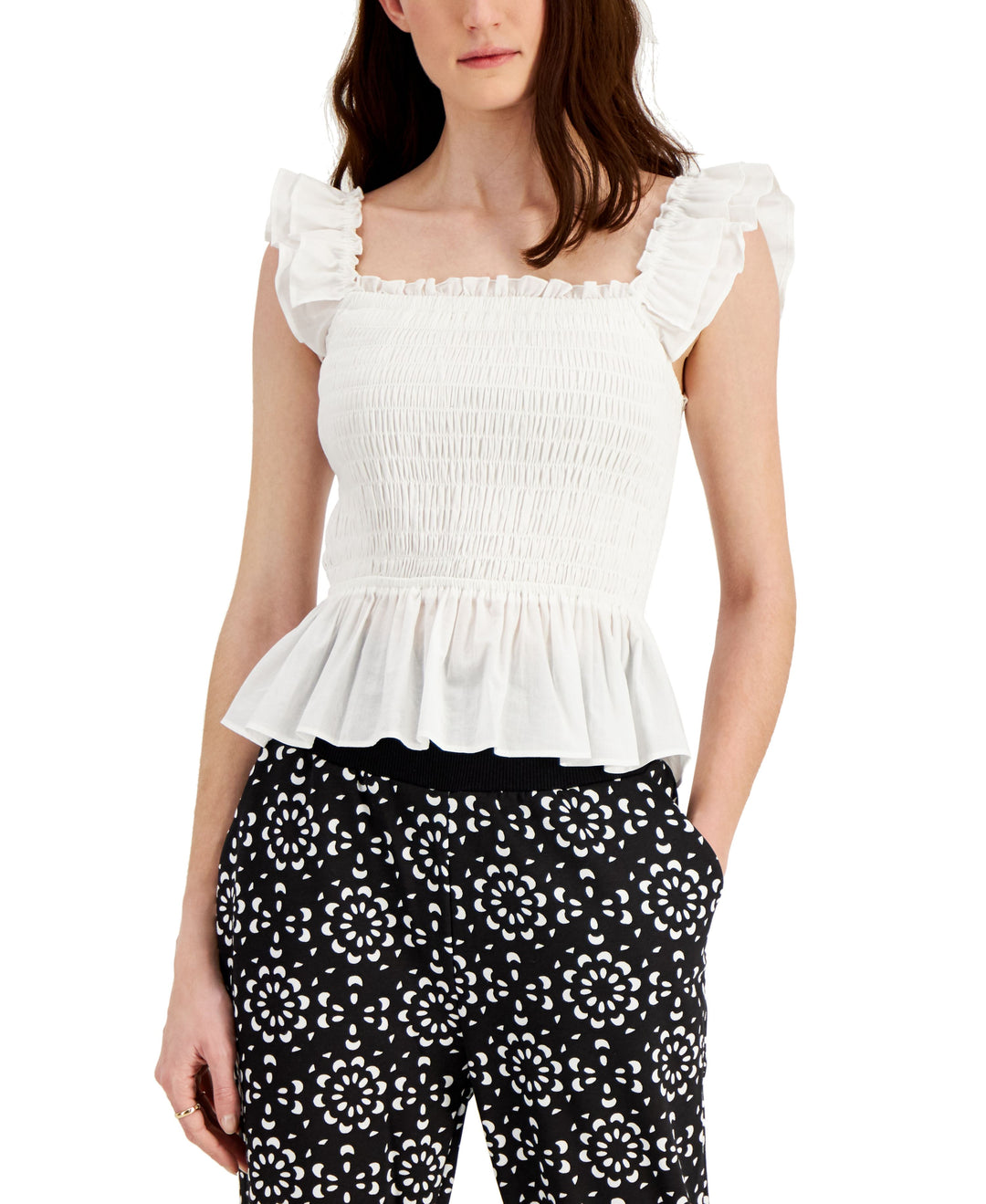 INC International Concepts Womens Smocked Blouse