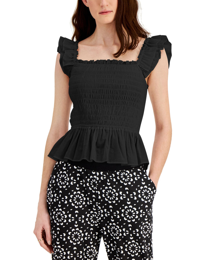 INC International Concepts Womens Smocked Blouse