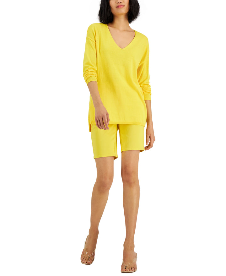 International Concepts Womens Solid V Neck Sweater