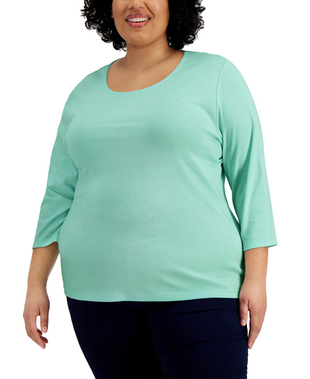 Karen Scott Plus Size Cotton Scoop Neck Top