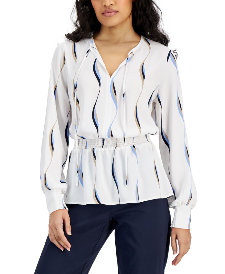Alfani Smocked Peplum Top