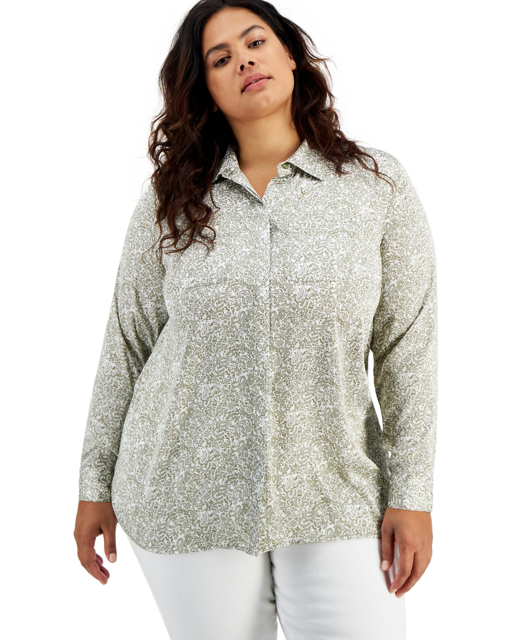 INC International Concepts Plus Size Paisley Print Shirt