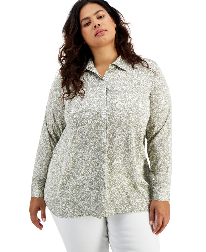 INC International Concepts Plus Size Paisley Print Shirt