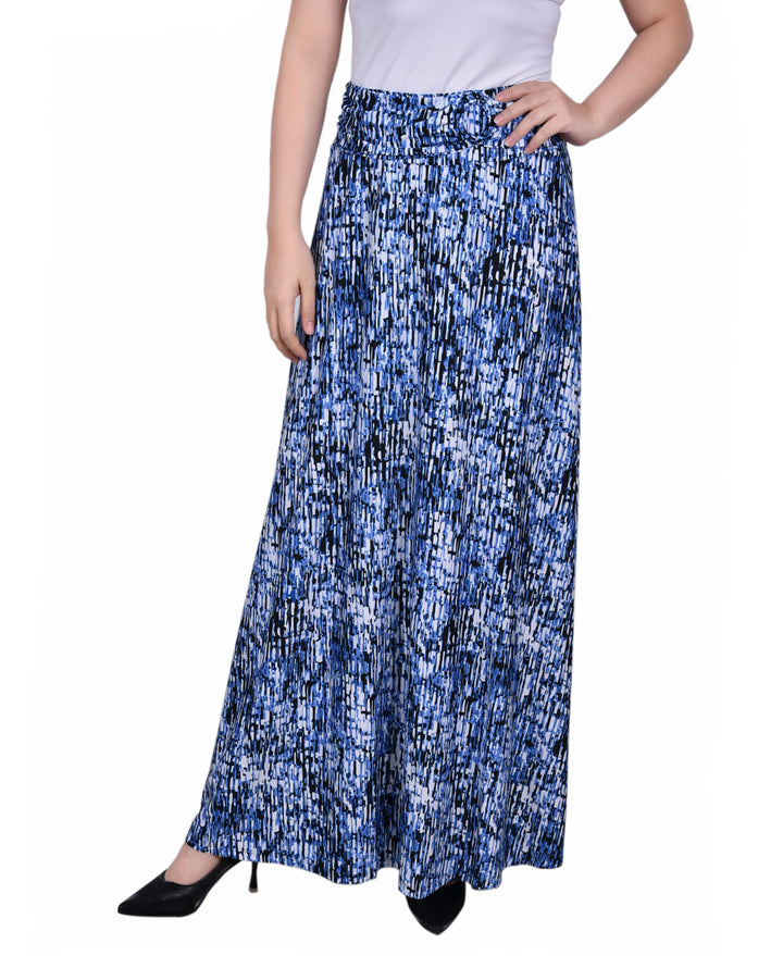 Petite Ring Faux Belt A Line Maxi Skirt