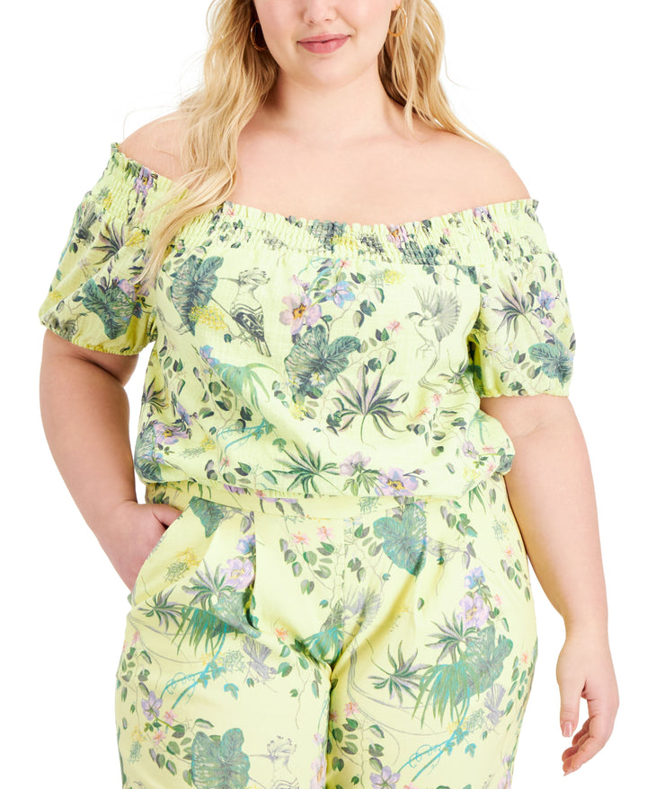 INC International Concepts Plus Size Off The Shoulder Puff Sleeve Blouse