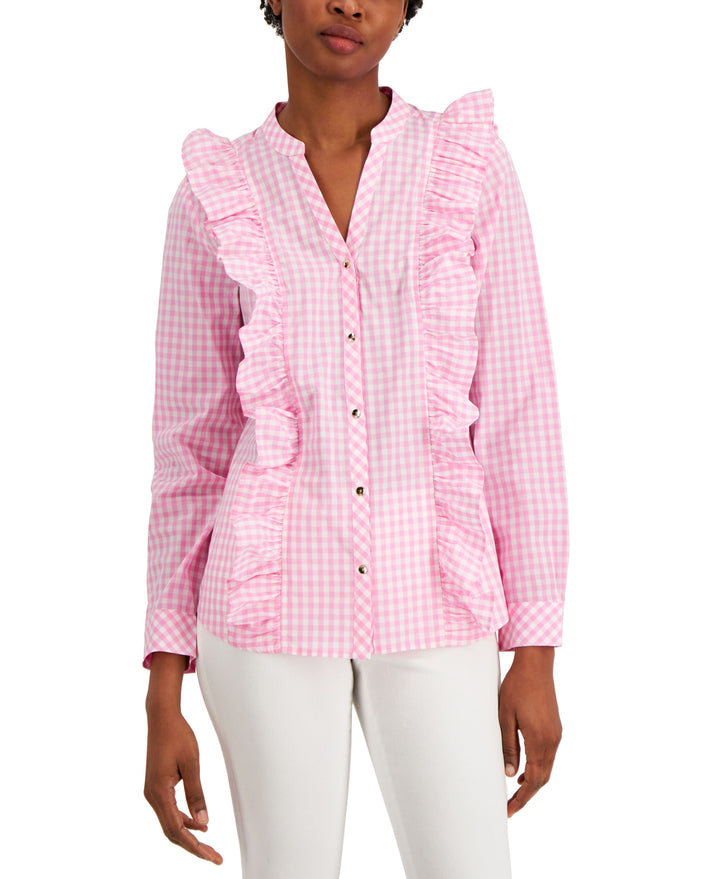 Charter Club Woven Long Sleeve Ruffled Top